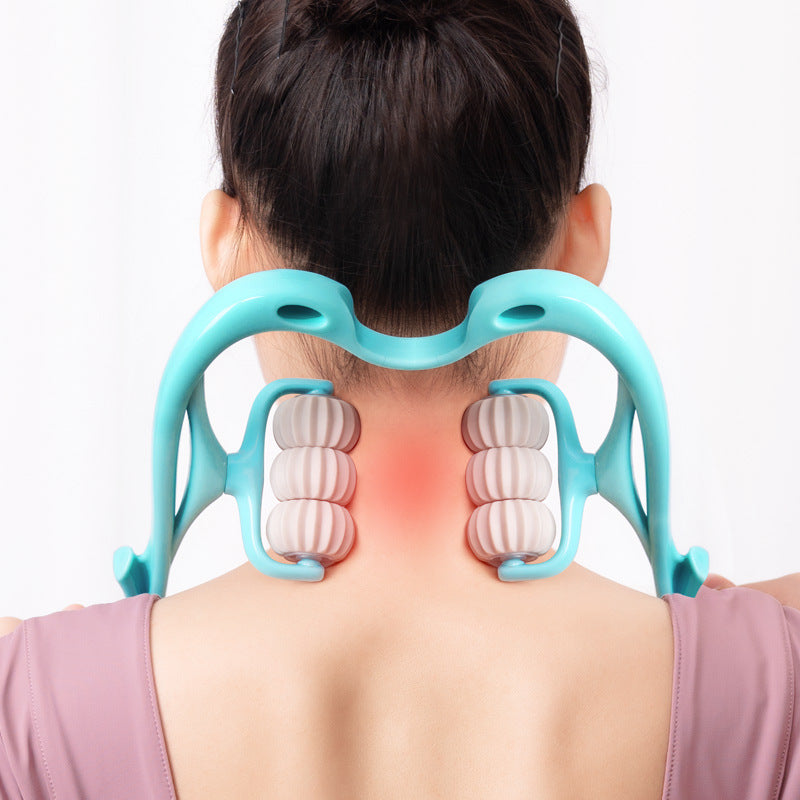 6-Wheel Manual Neck Massager Roller | Muscle Relaxation & Pain Relief Tool