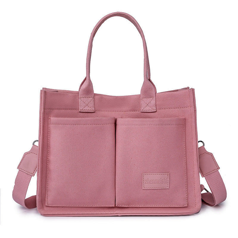 Casual Canvas Tote Shoulder Bag | Women’s Large Capacity Multi-Pocket Messenger Bag