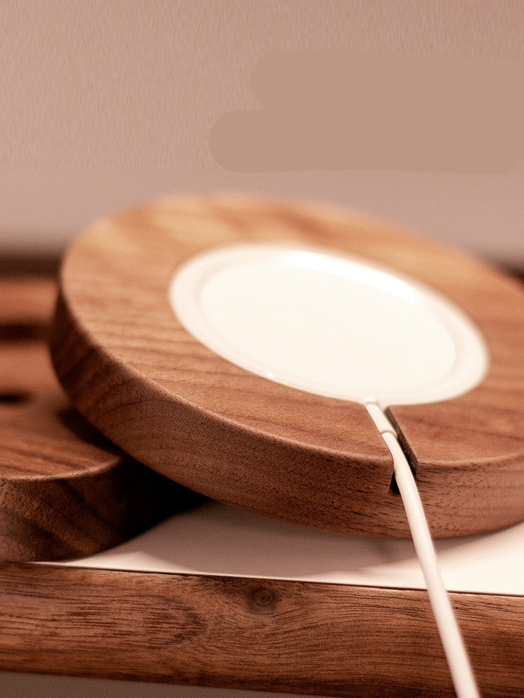 Magnetic Wireless Charger with Solid Wood Bracket Base | Fast Charging Stand