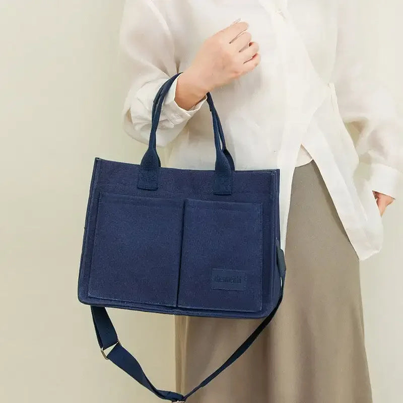 Casual Canvas Tote Shoulder Bag | Women’s Large Capacity Multi-Pocket Messenger Bag