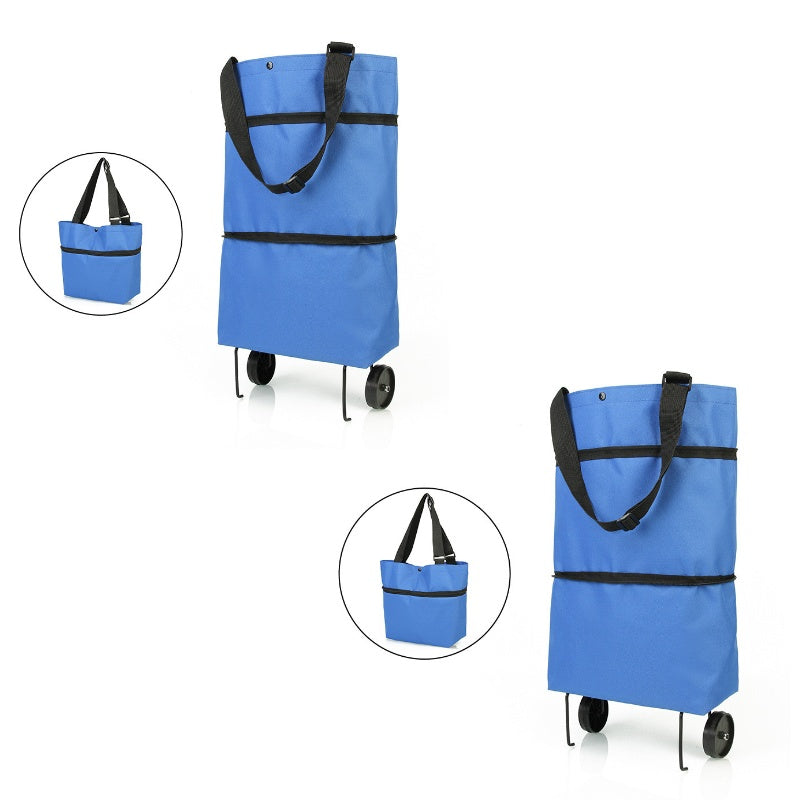 Folding Shopping Cart | Reusable Grocery Bags with Wheels