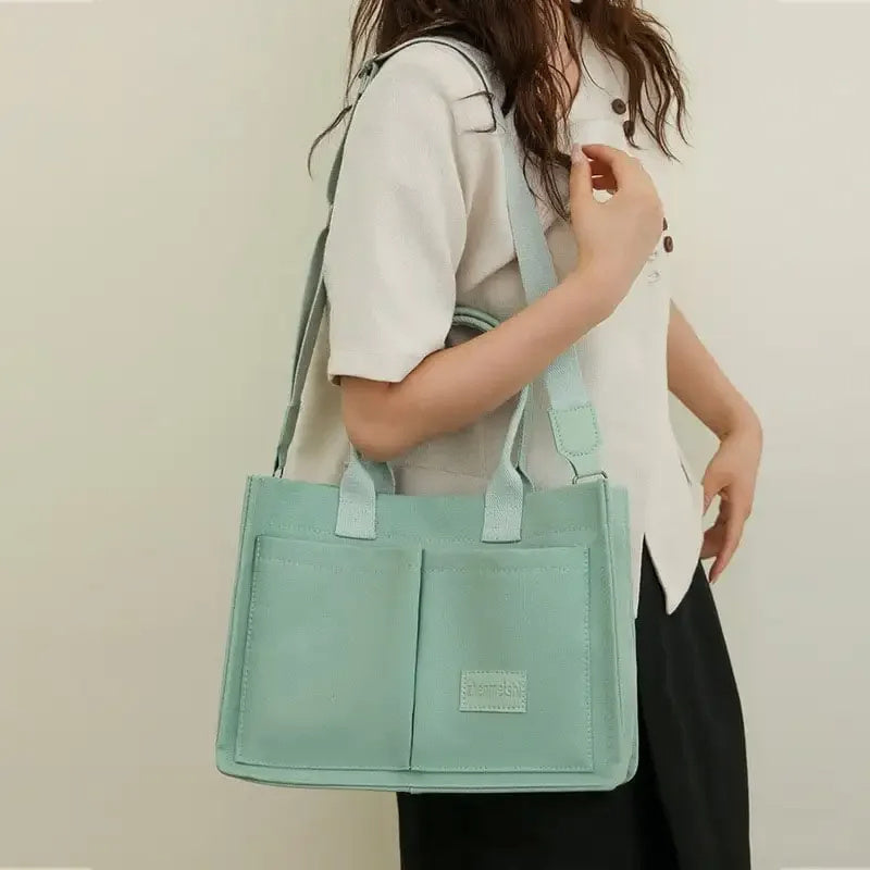 Casual Canvas Tote Shoulder Bag | Women’s Large Capacity Multi-Pocket Messenger Bag