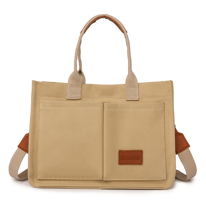 Casual Canvas Tote Shoulder Bag | Women’s Large Capacity Multi-Pocket Messenger Bag