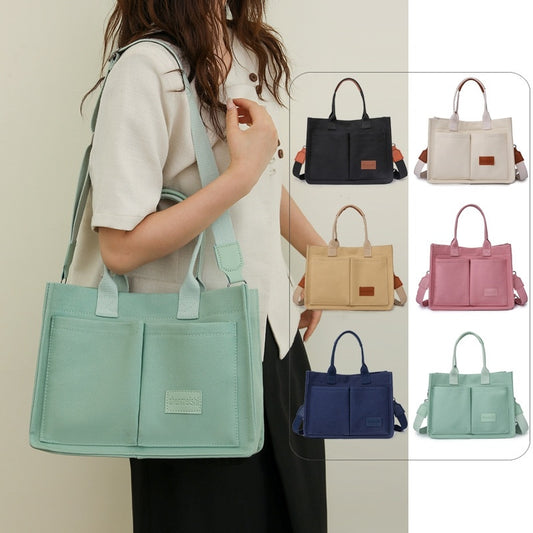Casual Canvas Tote Shoulder Bag | Women’s Large Capacity Multi-Pocket Messenger Bag