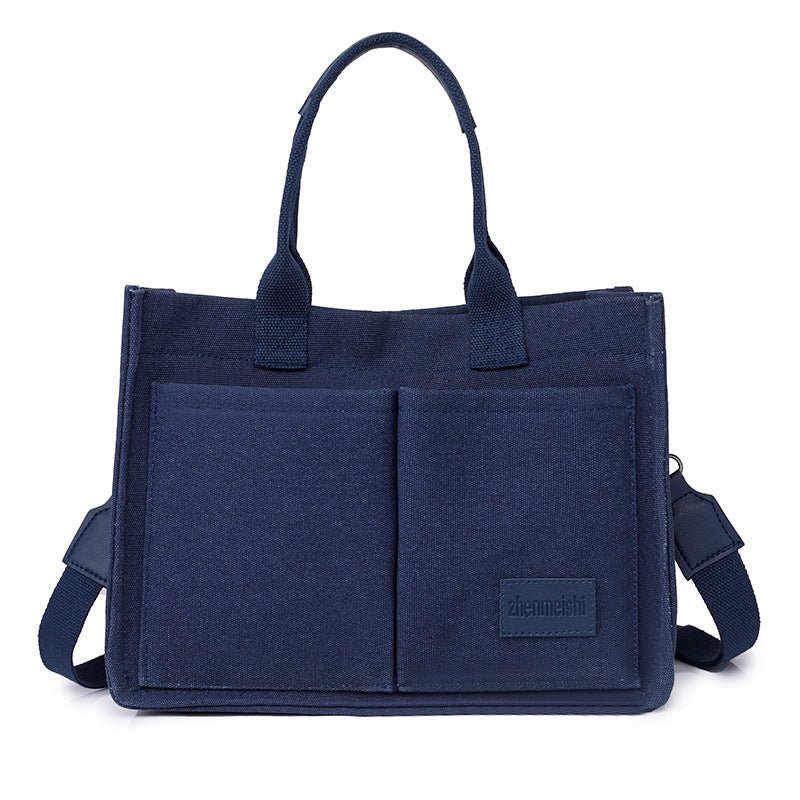 Casual Canvas Tote Shoulder Bag | Women’s Large Capacity Multi-Pocket Messenger Bag