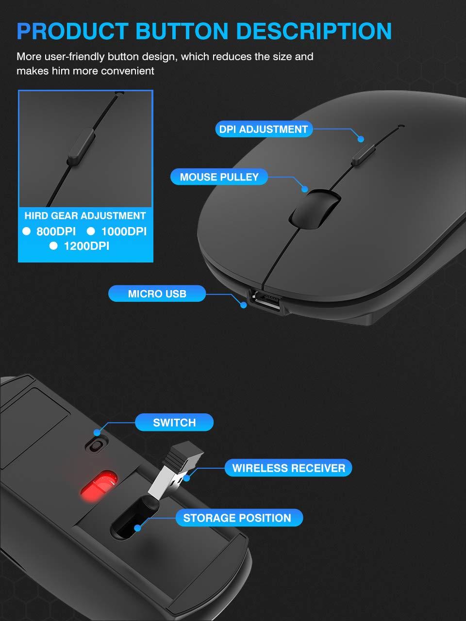 Wireless Bluetooth 3.0 Mouse | Portable Silent Ergonomic Mouse for Laptop & PC
