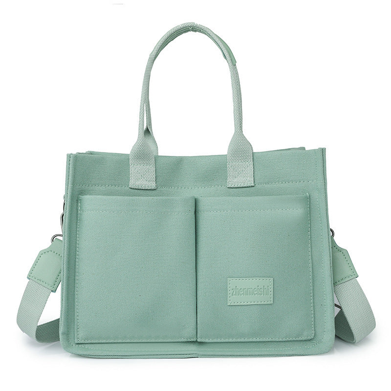 Casual Canvas Tote Shoulder Bag | Women’s Large Capacity Multi-Pocket Messenger Bag
