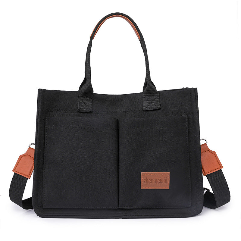 Casual Canvas Tote Shoulder Bag | Women’s Large Capacity Multi-Pocket Messenger Bag