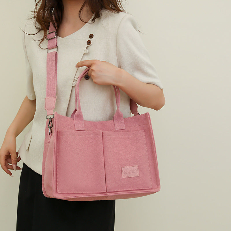 Casual Canvas Tote Shoulder Bag | Women’s Large Capacity Multi-Pocket Messenger Bag
