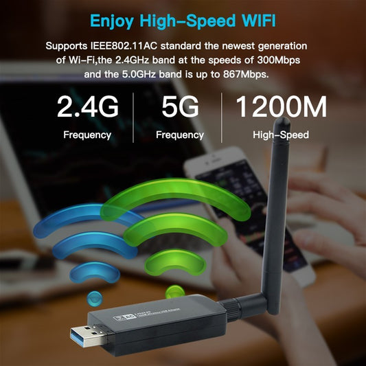 W97L 1200Mbps Wireless USB WiFi Adapter with Bluetooth | Dual Band Network Card
