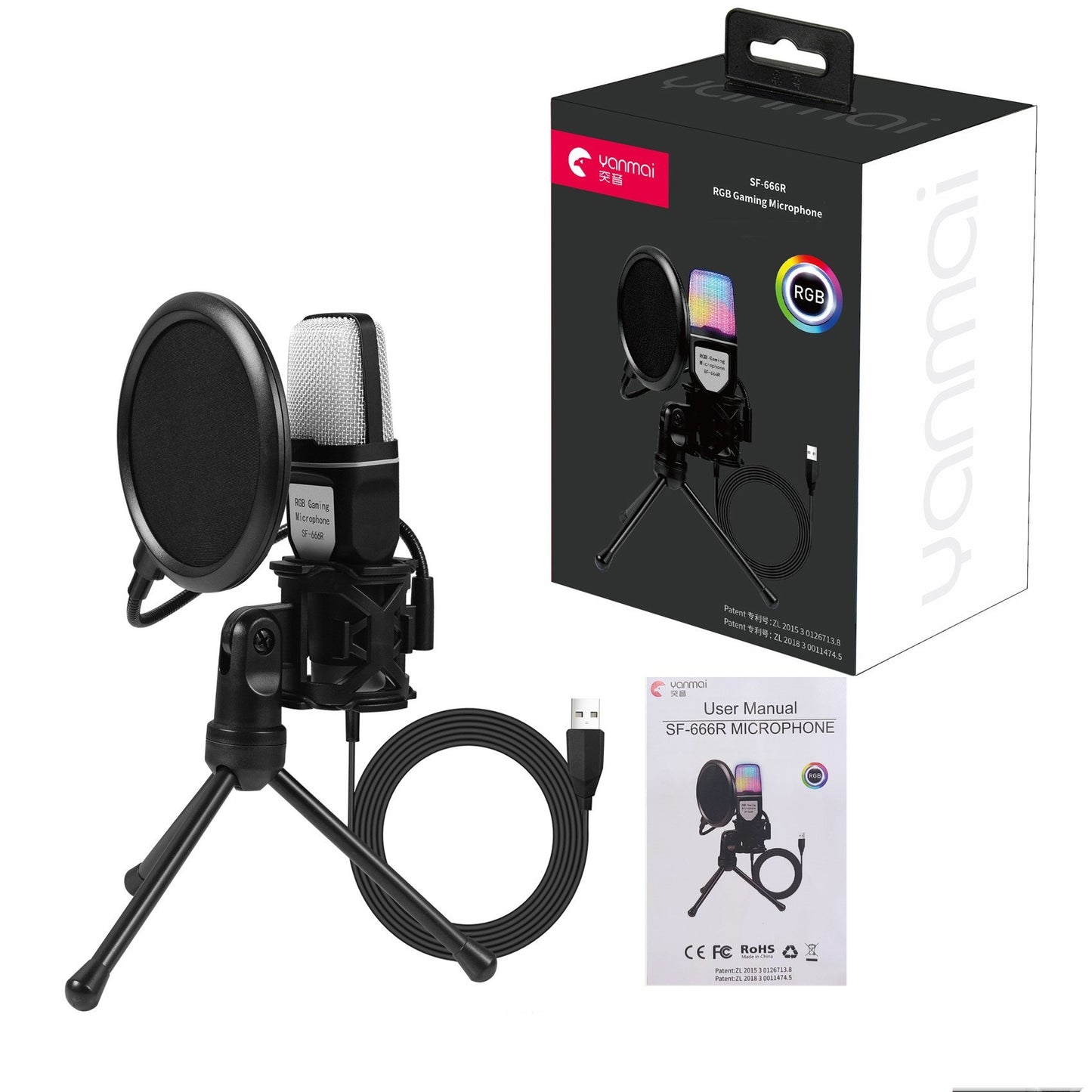 RGB Capacitor Gaming Desktop Microphone | Clear Sound USB Computer Mic