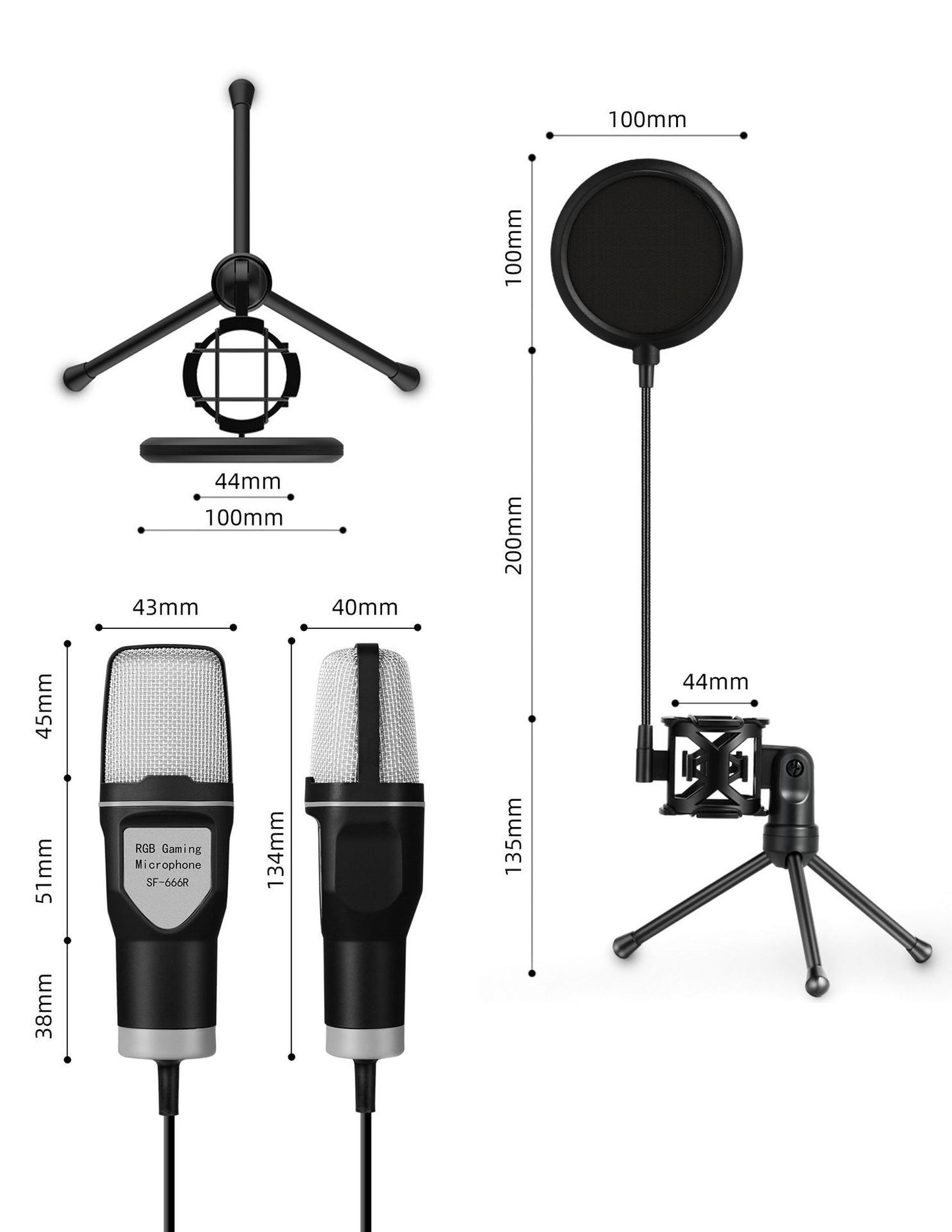 RGB Capacitor Gaming Desktop Microphone | Clear Sound USB Computer Mic